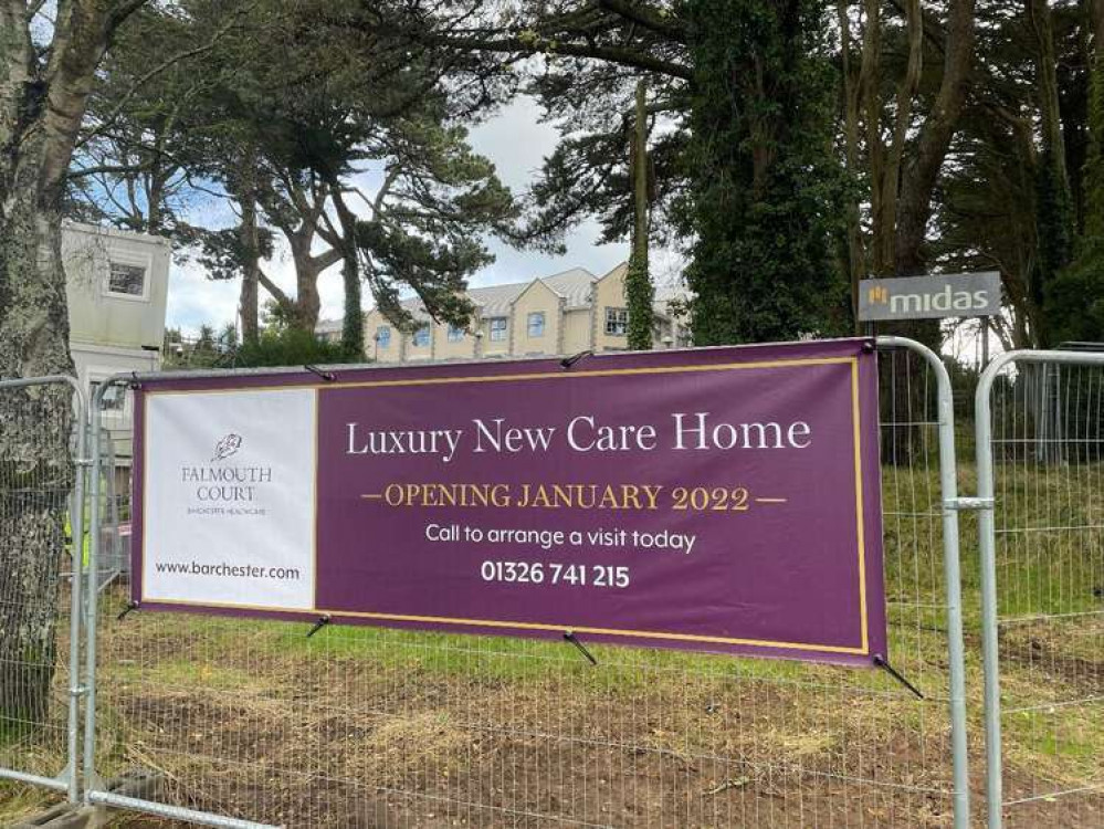 Sign goes up ahead of a full opening. Falmouth Court Care Home, Dracaena Avenue.