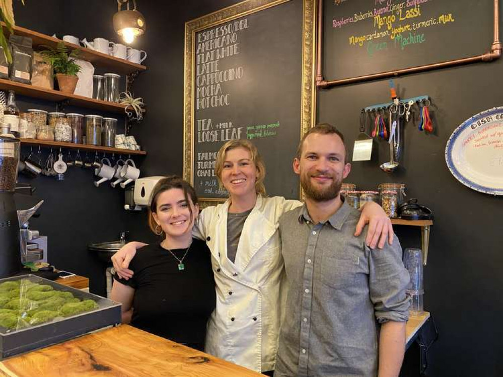 Jungle cafe Planted opened on Church Street last week. Barista Robyn, alongside Planted owners Pixie Hudson and Hugo Horlick.