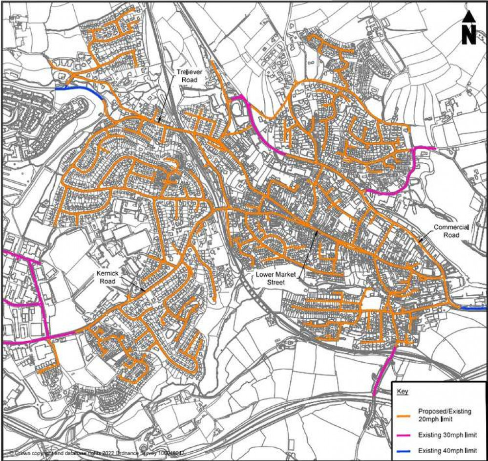 The proposed 20mph plans for Penryn.