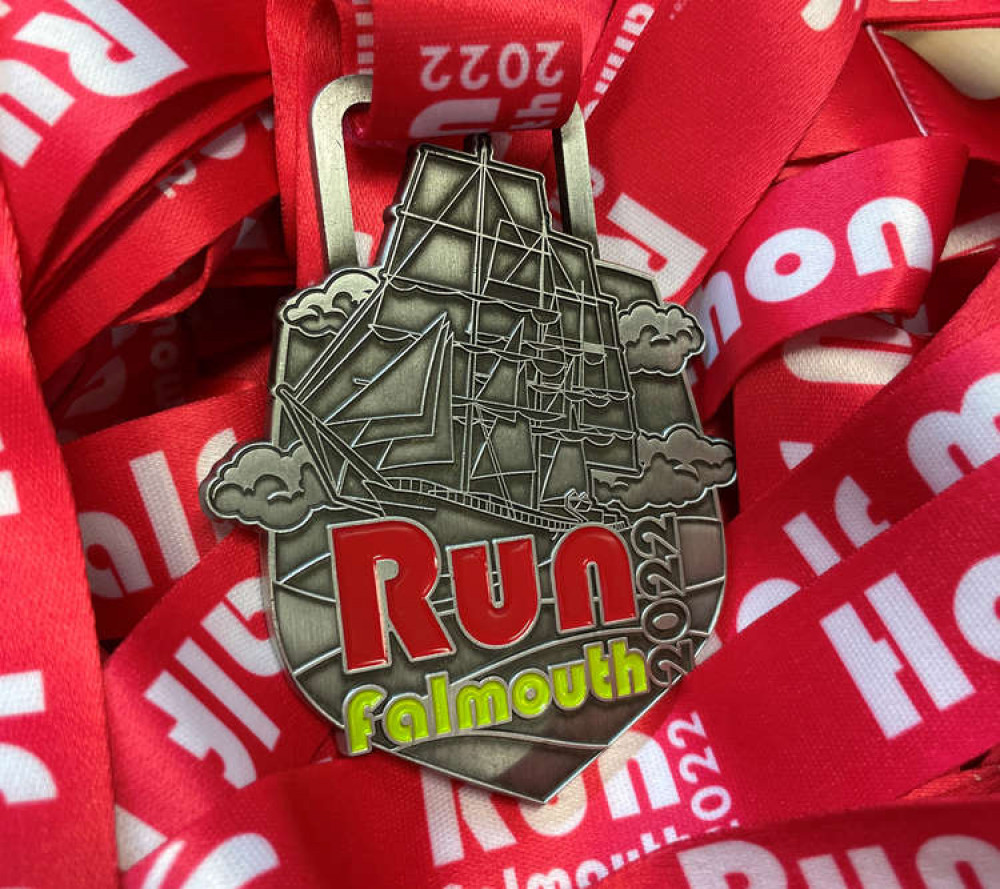 The Falmouth half marathon 2022 medal.