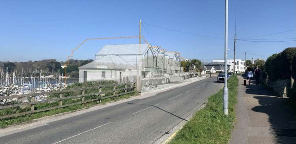 Composite photo showing the plans for new homes in North Parade, Falmouth, which were refused planning permission.