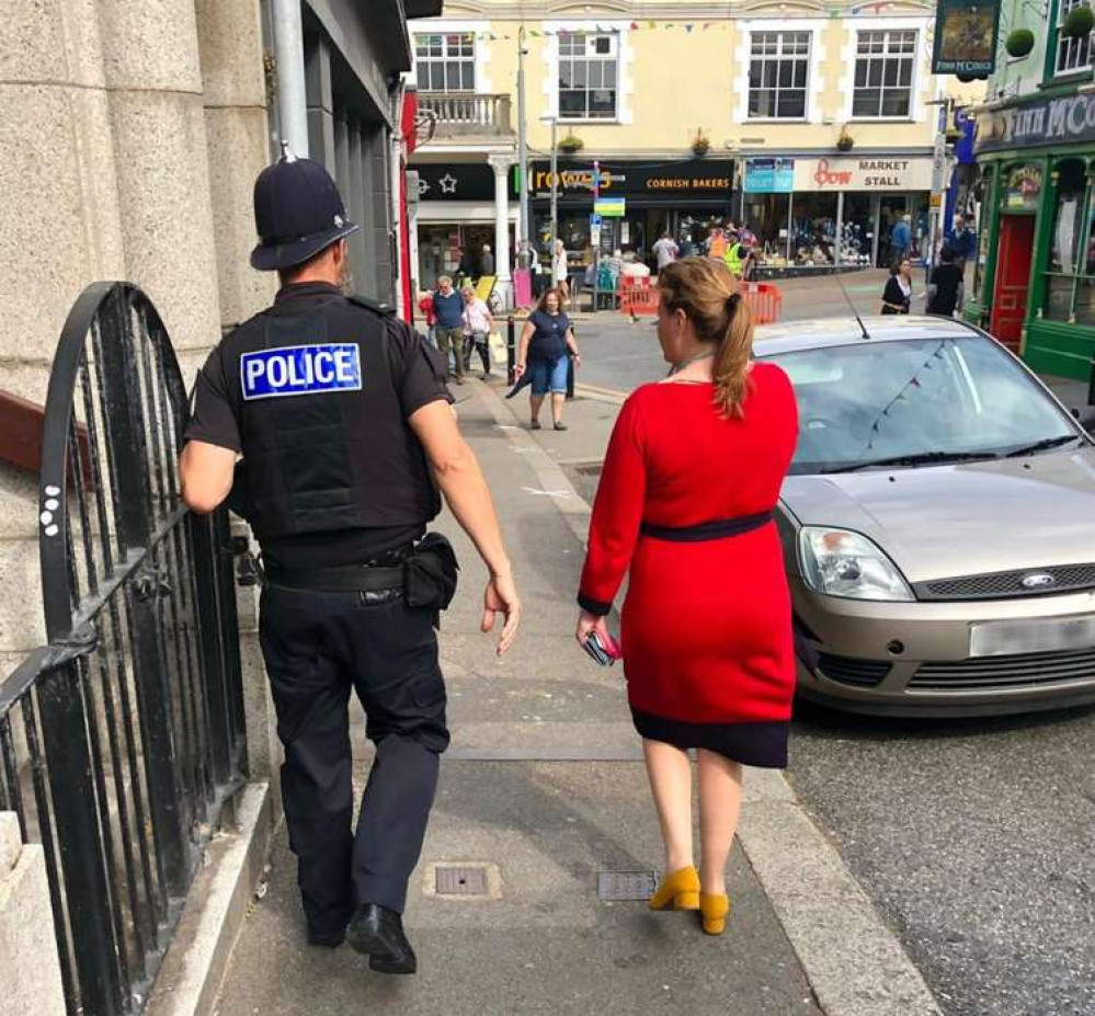 PC Matt Cummins alongside Cherilyn Mackrory.