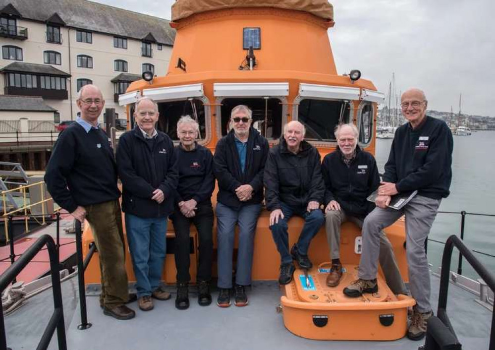 Part of the team of Falmouth's volunteer tour guides (L to R): Robert Thompson, John Davies, Dave Allen, Chris Spink (Lifeboats Visits Officer), Ian Seabridge, Chris Snell and Robert Boon.