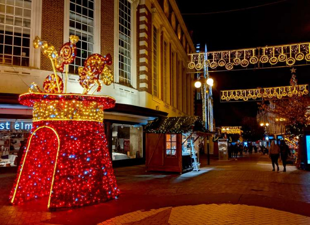 Kingston's giant red sparkling arch with sweets on top (Image: Ellie Brown)