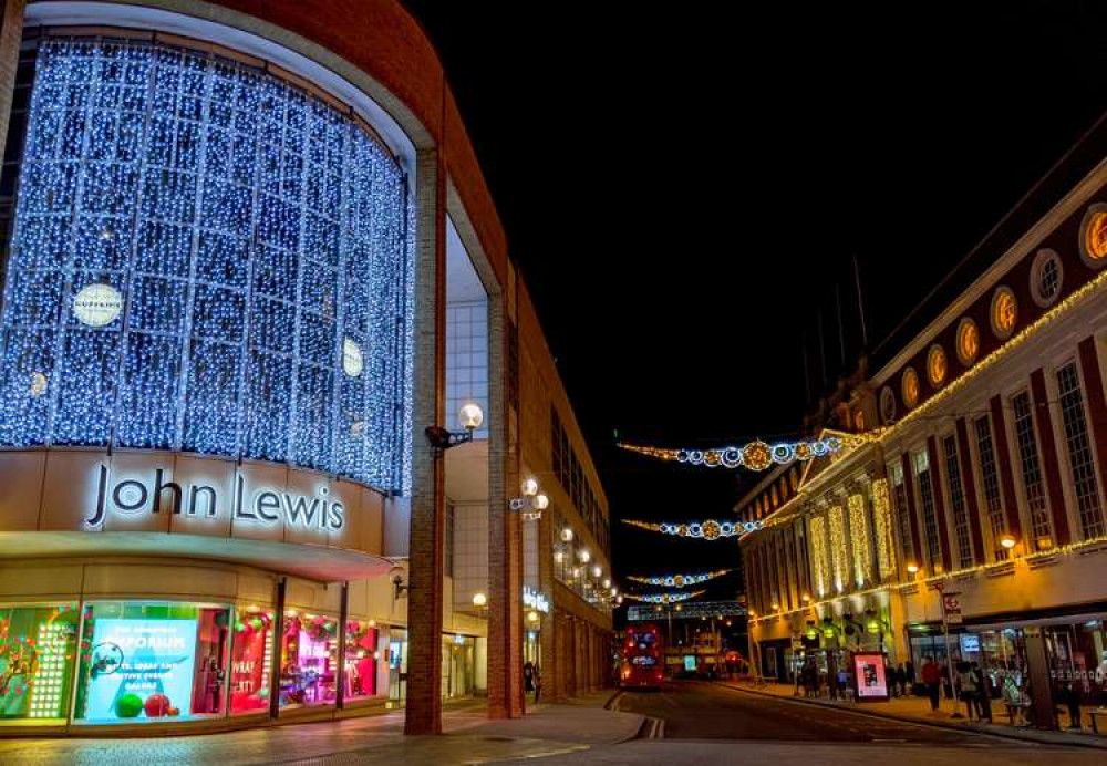 Dazzling lights at John Lewis and outside Bentalls (Image: Ellie Brown)