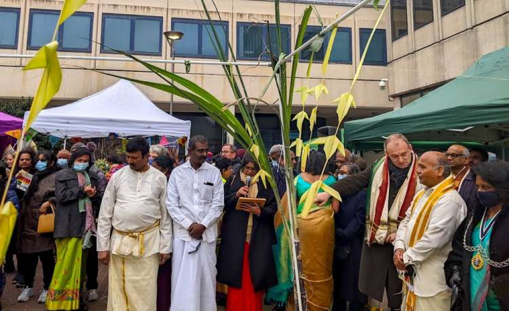 Kingston MP Ed Davey, borough Mayor Sushila Abraham, Council leader Andreas Kirsch and Councillor Thay Thayalan were all there (Image: Ellie Brown)