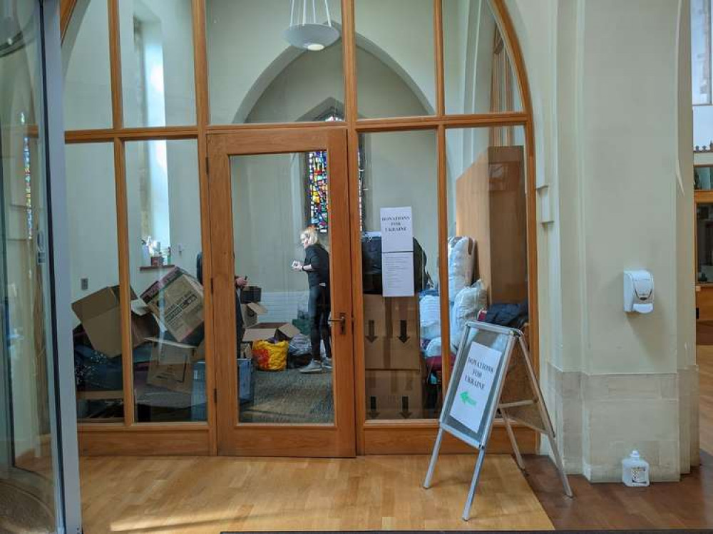 The church ante-room where donations can be dropped off (Image: Nub News)