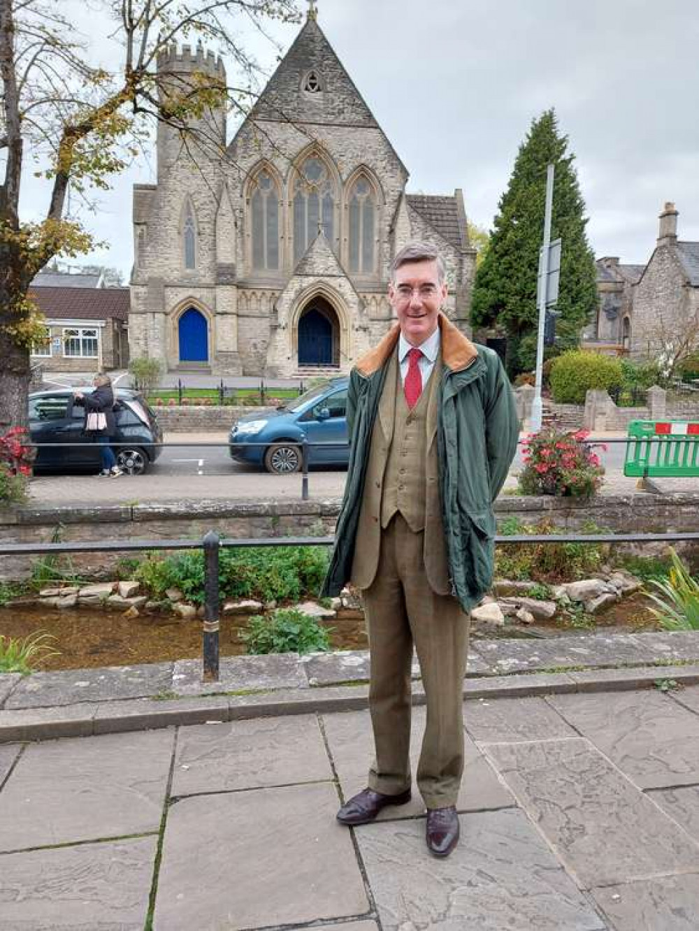 Jacob Rees Mogg MP in Midsomer High Street in late October