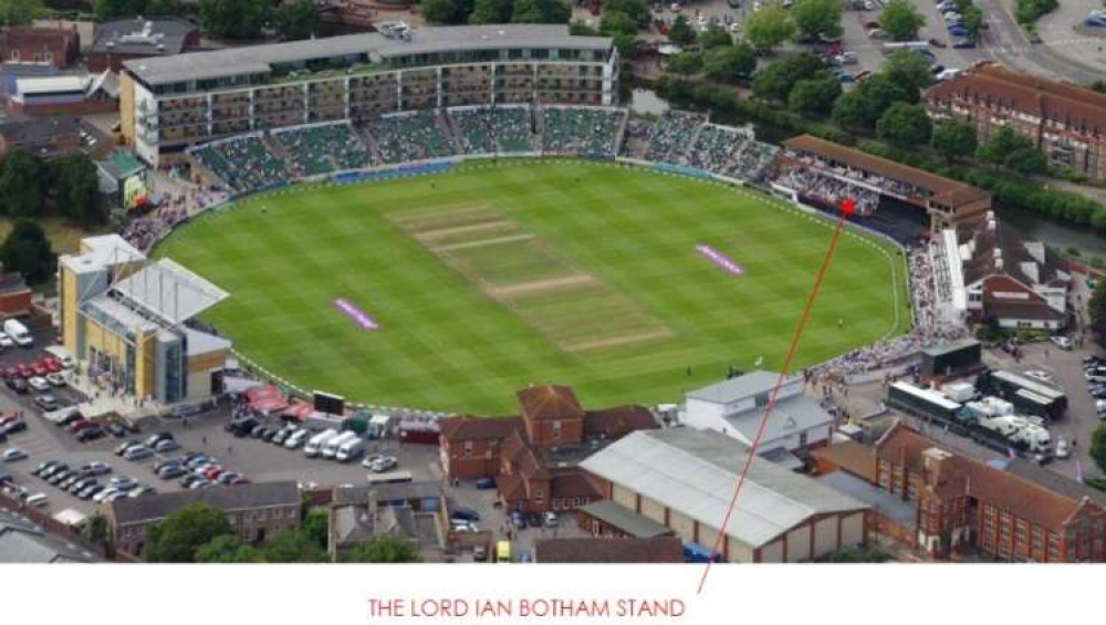 Location Of The Lord Ian Botham Stand At Somerset County Cricket Club In Taunton. CREDIT: LED Architects. Free to use for all BBC wire partners.