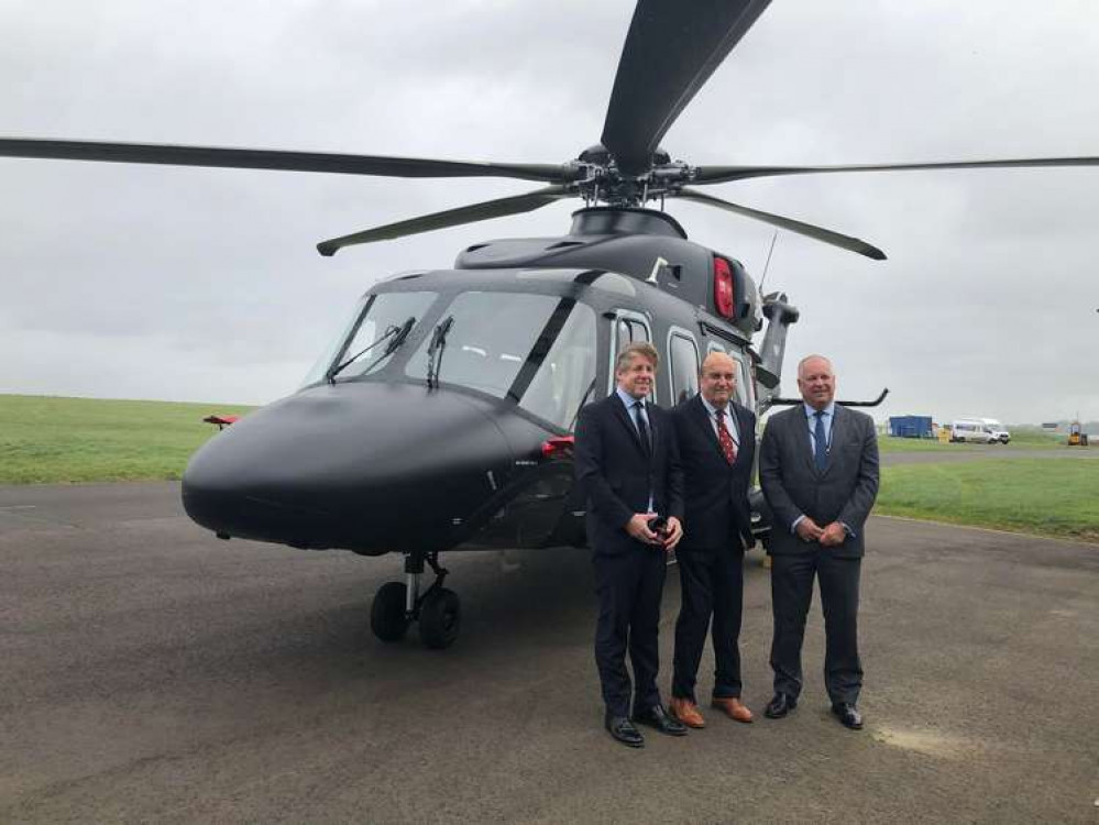 Yeovil MP Marcus Fysh, Councillor David Hall, Somerset County Council Cabinet member for Economic Development, Planning and Community Infrastructure, and Nick Whitney, Managing Director of Leonardo Helicopters UK