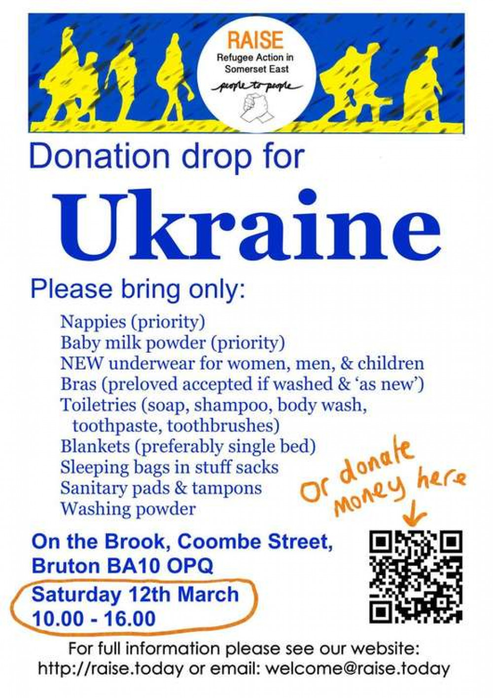 This coming Saturday donations to Bruton This coming Saturday donations to Bruton