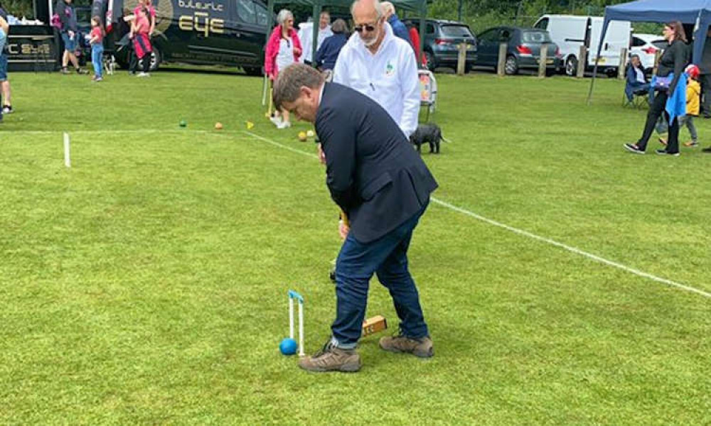 Even Ashby MP Andrew Bridgen got in on the act when he tried his hand at croquet. Photo: Andrewbridgen.com