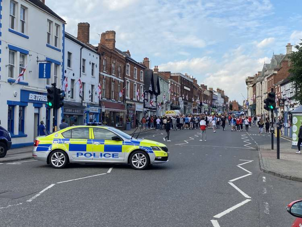 Ashby Police dealing with disturbances in Market Street during last year's Euros. Photo: Ashby Nub News