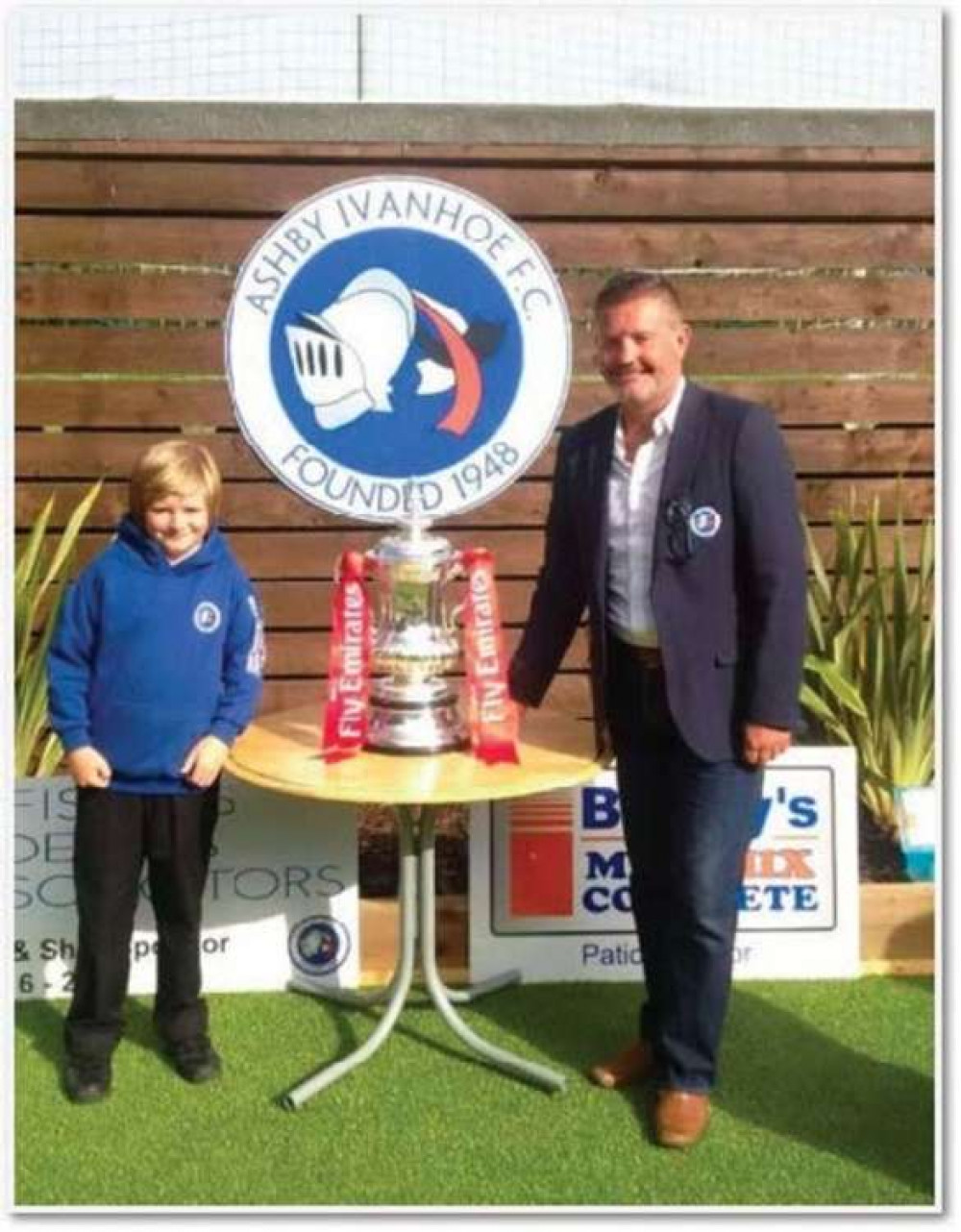 With son Kieran Bonser when the FA Cup visited the club prior to the Ilkeston game