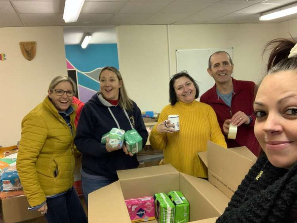 Volunteers collecting the donations in Donisthorpe on Friday