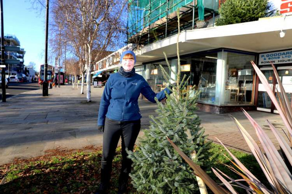 Hounslow Council's Cabinet Member for Communities and Climate Change, Cllr Katherine Dunne, launches the real Christmas tree initiative. (Image: Hounslow Council)