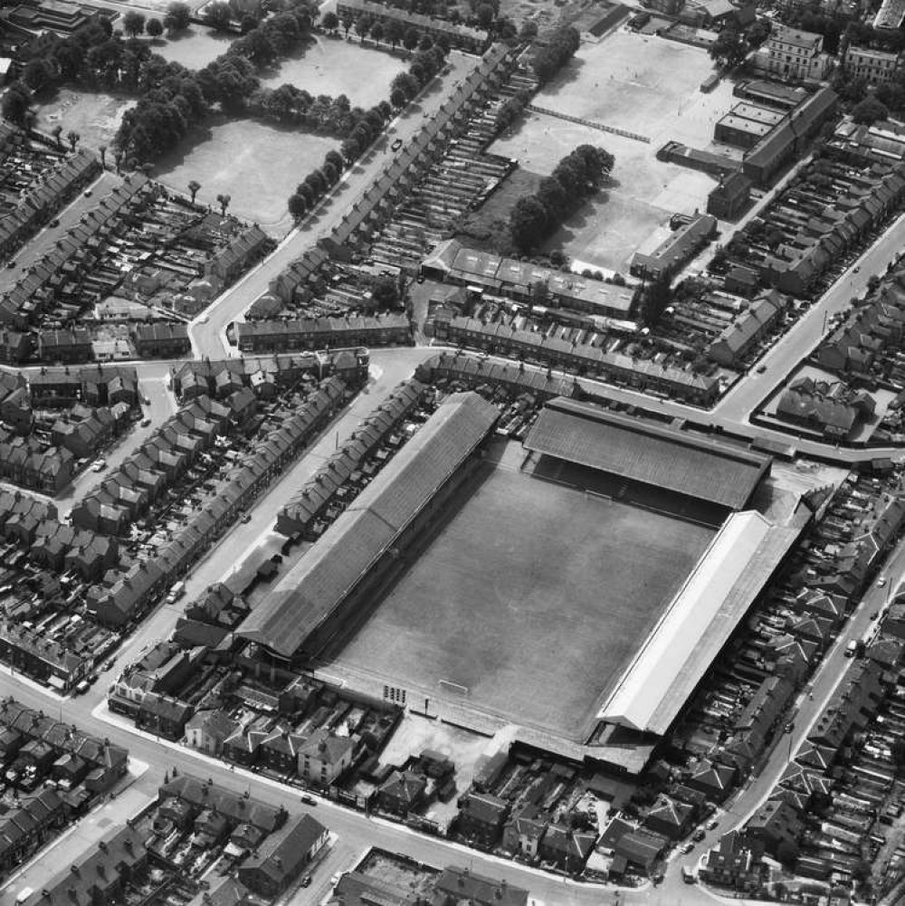 Brentford FC's Griffin Park stadium seen from the Air in 1957. (Image: Historic England Archive)