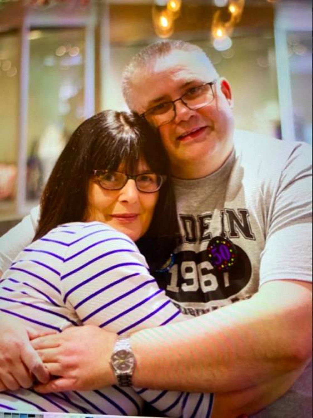 Stuart Haskins' family has launched a £34,000 crowdfunder to bring him home after he caught Covid in Cyprus, pictured in Stuart and his wife Tracey