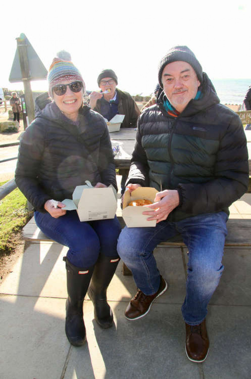 Customers enjoying the fish and chips