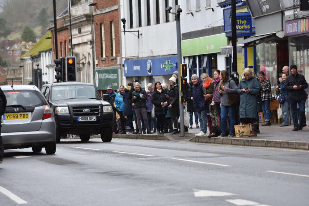 Crowds lined the street in anticipation of the Olympian's arrival (Image: Tim Russ)