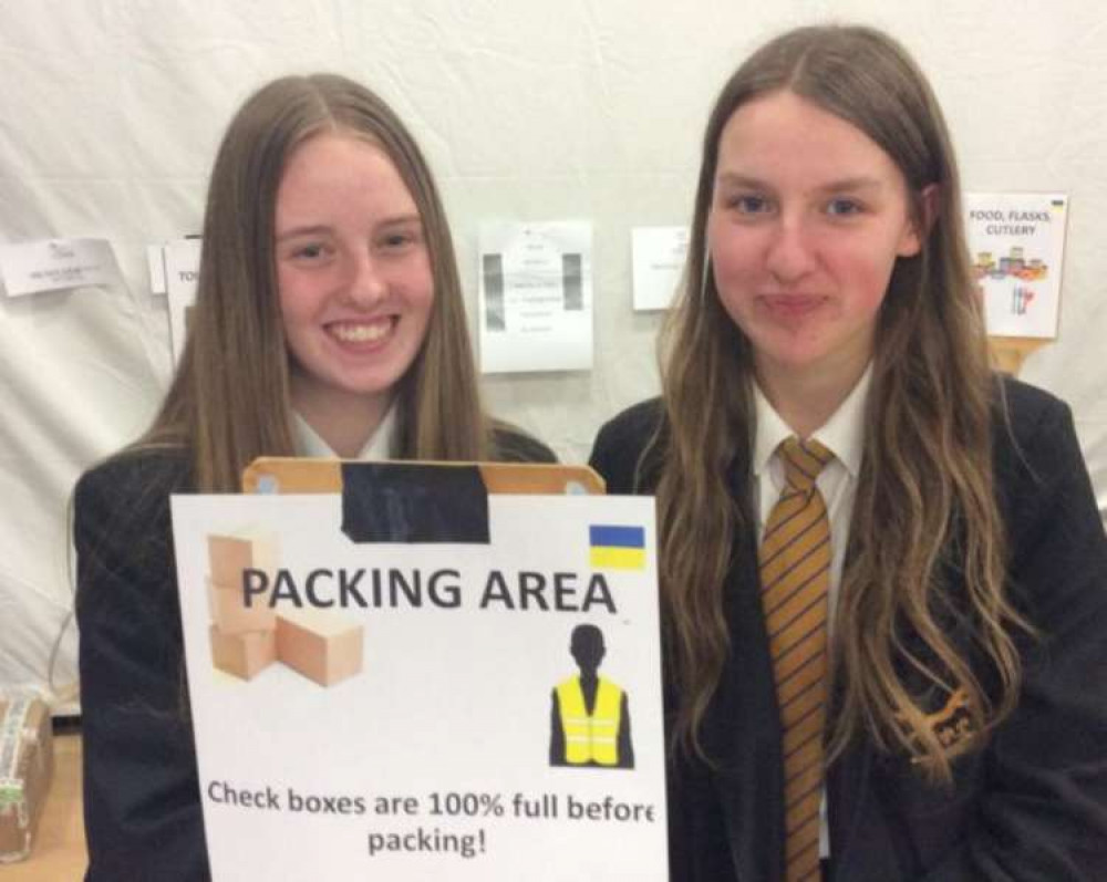 Students at the Sir John Colfox Academy join the efforts to help people fleeing Ukraine