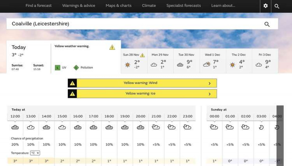 The Met Office issued a warning for large parts of the country