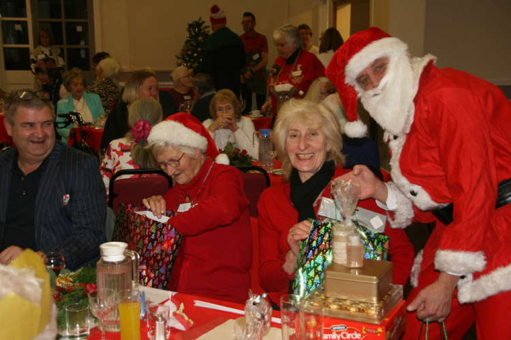 The dinner was last staged in 2019 - and Santa was on hand to give out gifts at Swannington Village Hall