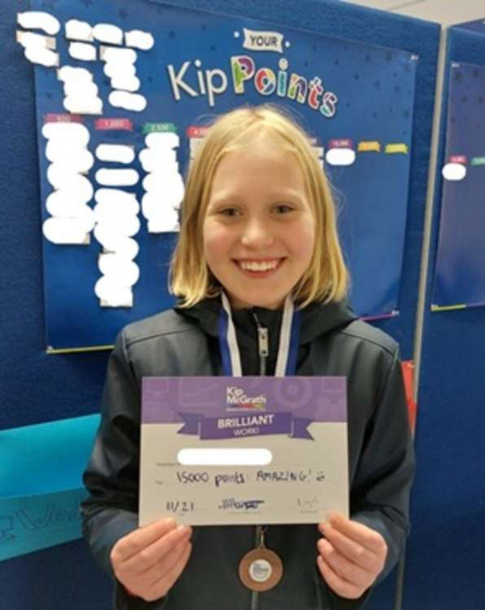 Maisie reached the milestone of 1,500 Kip Points