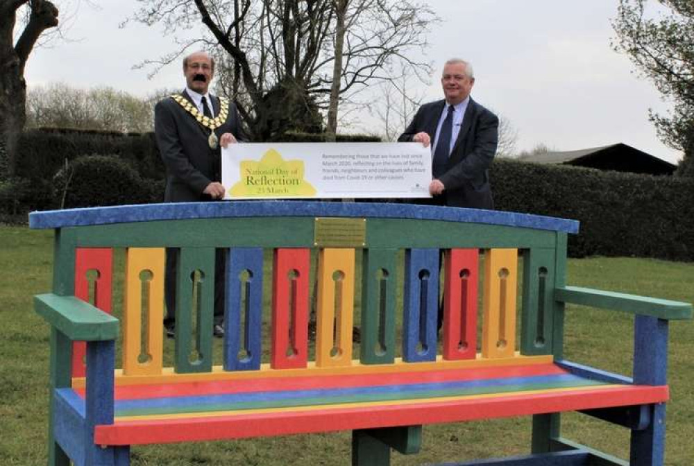 (L-R) Chairman of NWLDC, Cllr Virge Richichi and Deputy Leader of NWLDC, Cllr Robert Ashman at Scotlands Playing Fields in Coalville