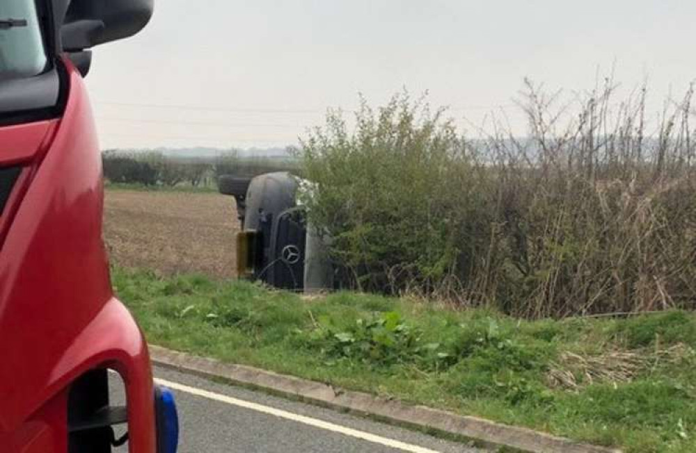 The van ended up in the ditch. Photo: Coalville Fire Station twitter page