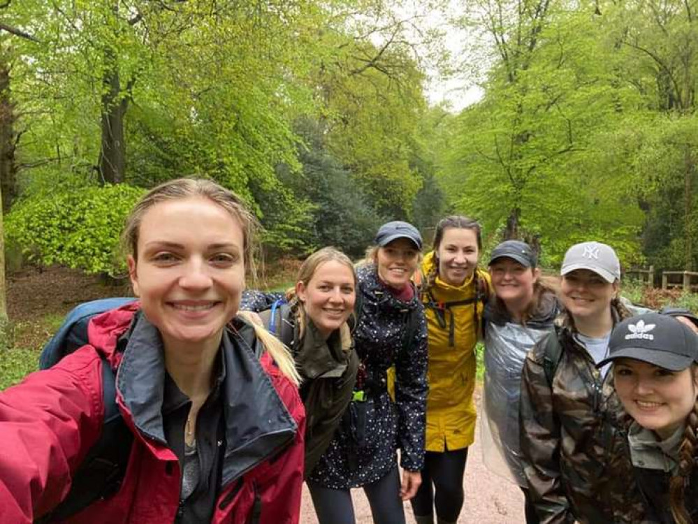 Lauren, far right, with fellow walkers.