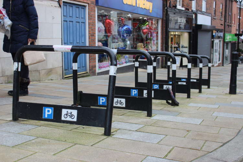 Congleton: Cycling racks on High Street.