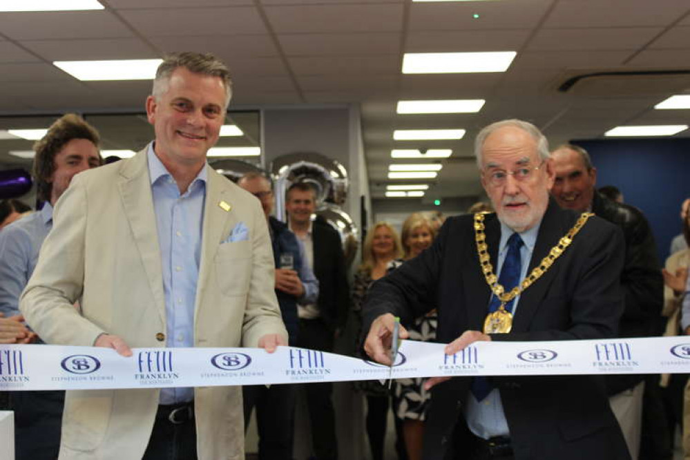 Franklyn Financial Management Managing Director Andrew Chatterton with Congleton Mayor Denis Murphy as the ribbon is cut.