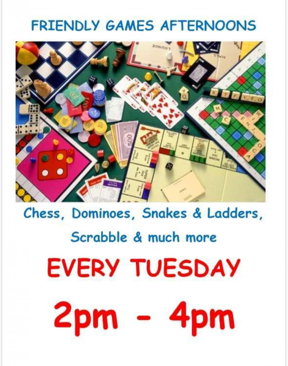 There are sessions with Snakes and Ladders, chess, dominoes, card games and more There are sessions with Snakes and Ladders, chess, dominoes, card games and more