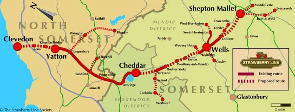 Map Of The Strawberry Line, Showing Current And Proposed Routes. CREDIT: The Strawberry Line Society. Free to use for all BBC wire partners.