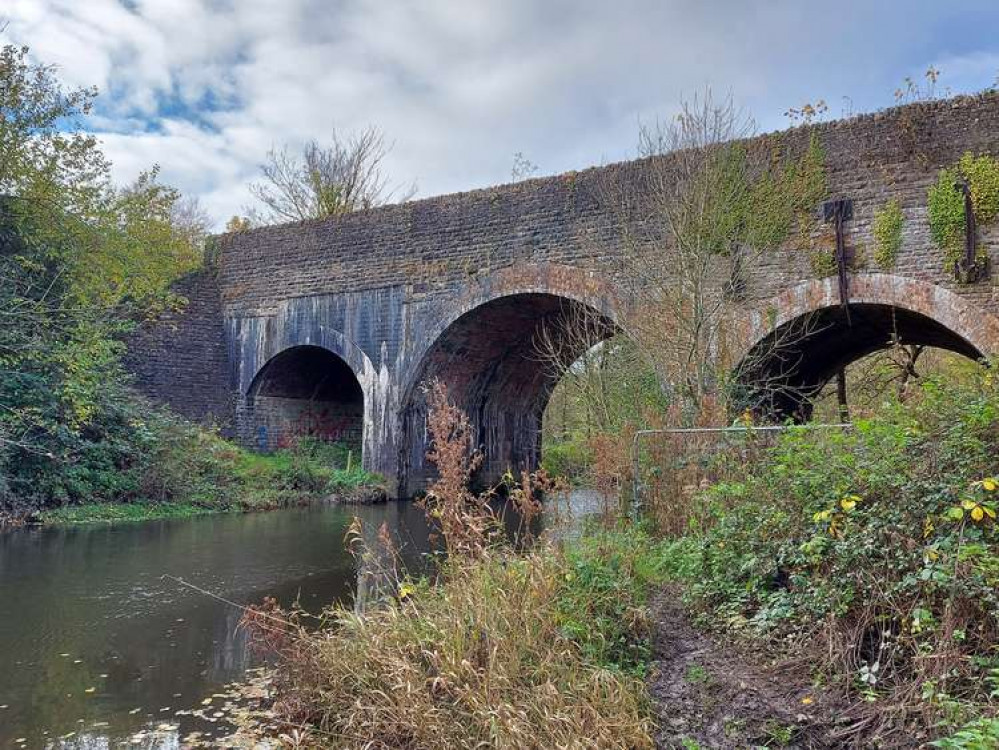 The end of the river path at the railway bridge in Frome