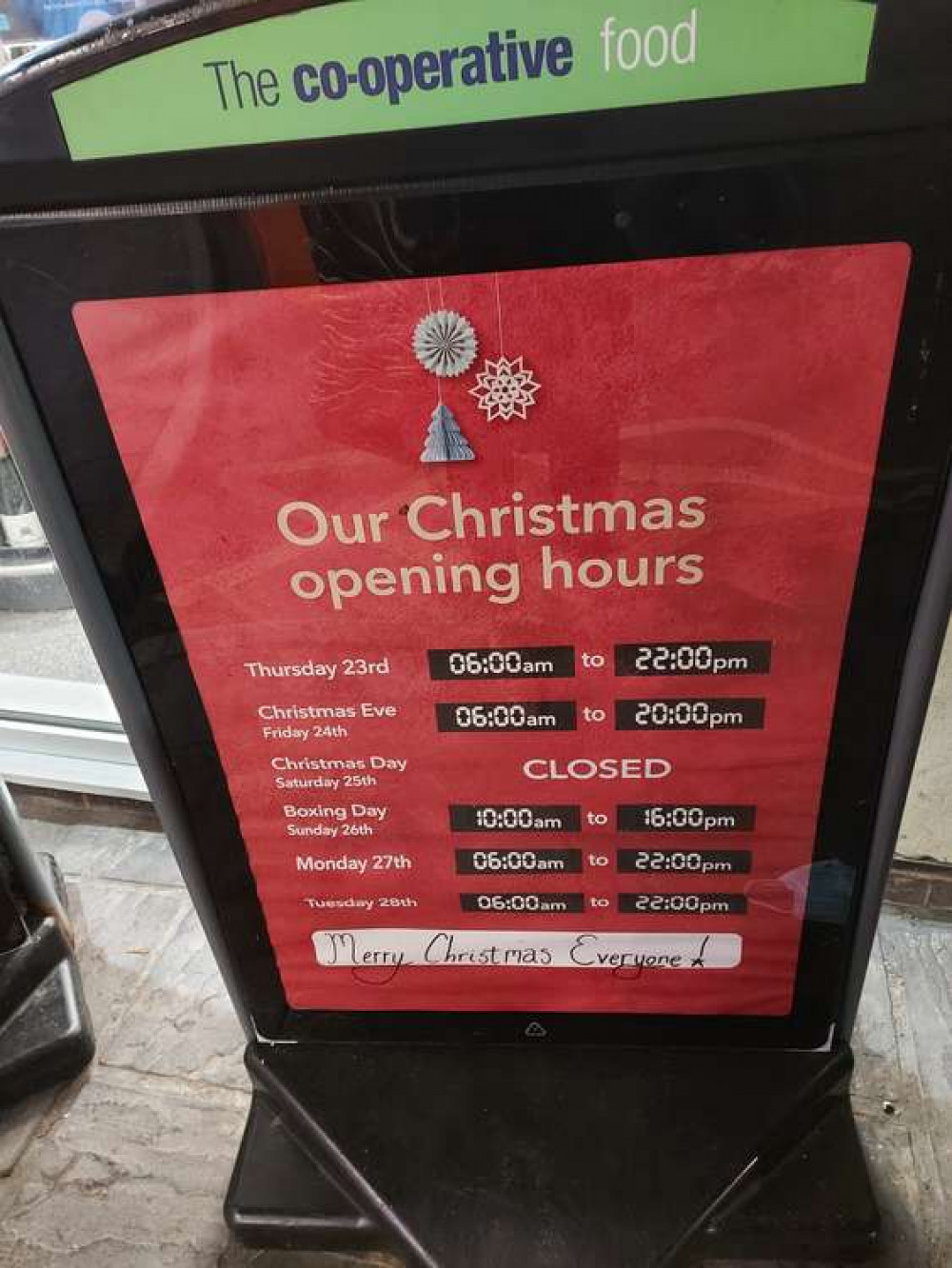 These are the hours for Badcox Co-op These are the hours for Badcox Co-op