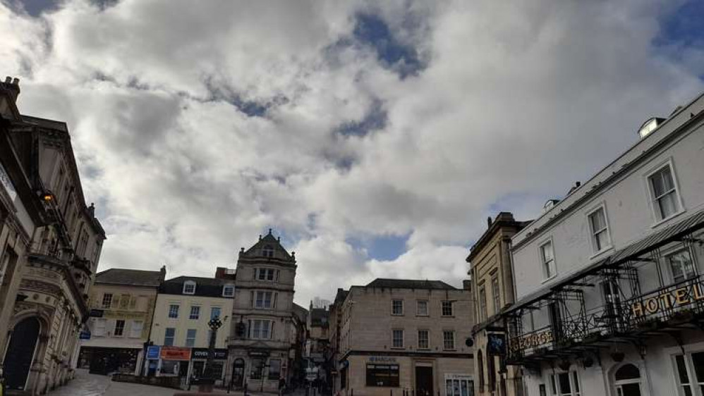 Frome Town Centre at one o'clock on February 18