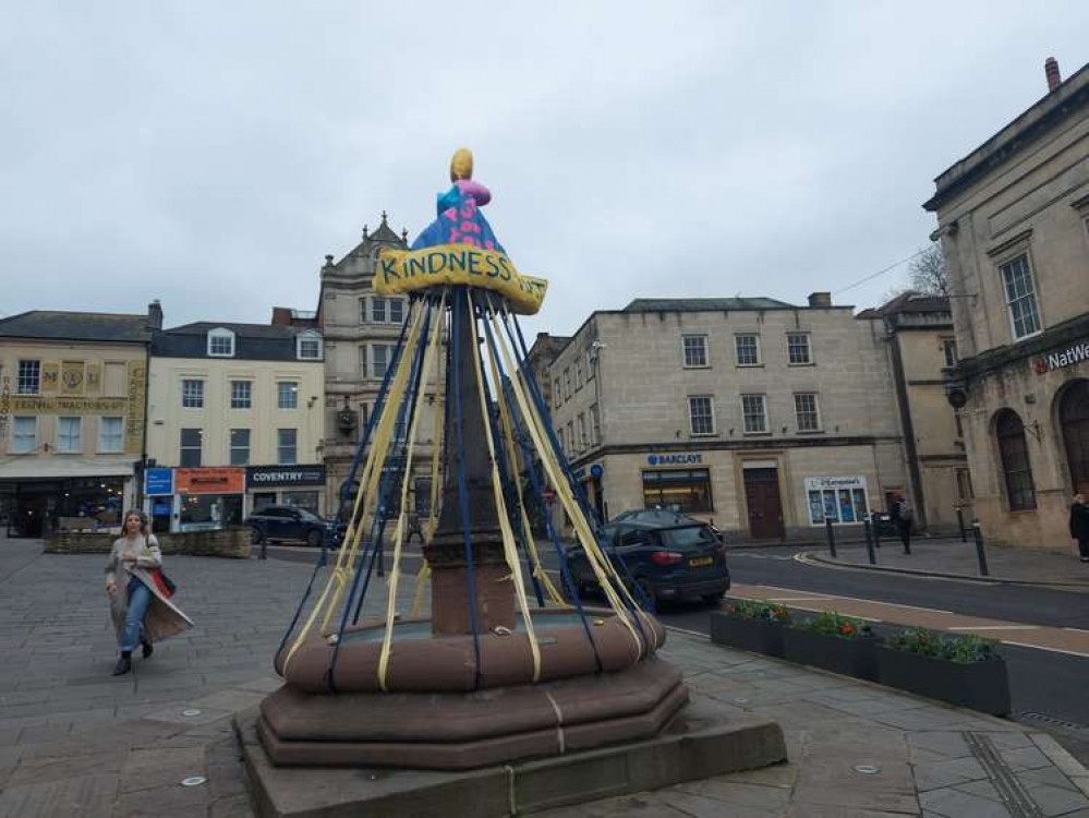 The fountain at the centre of Frome today (March 1)