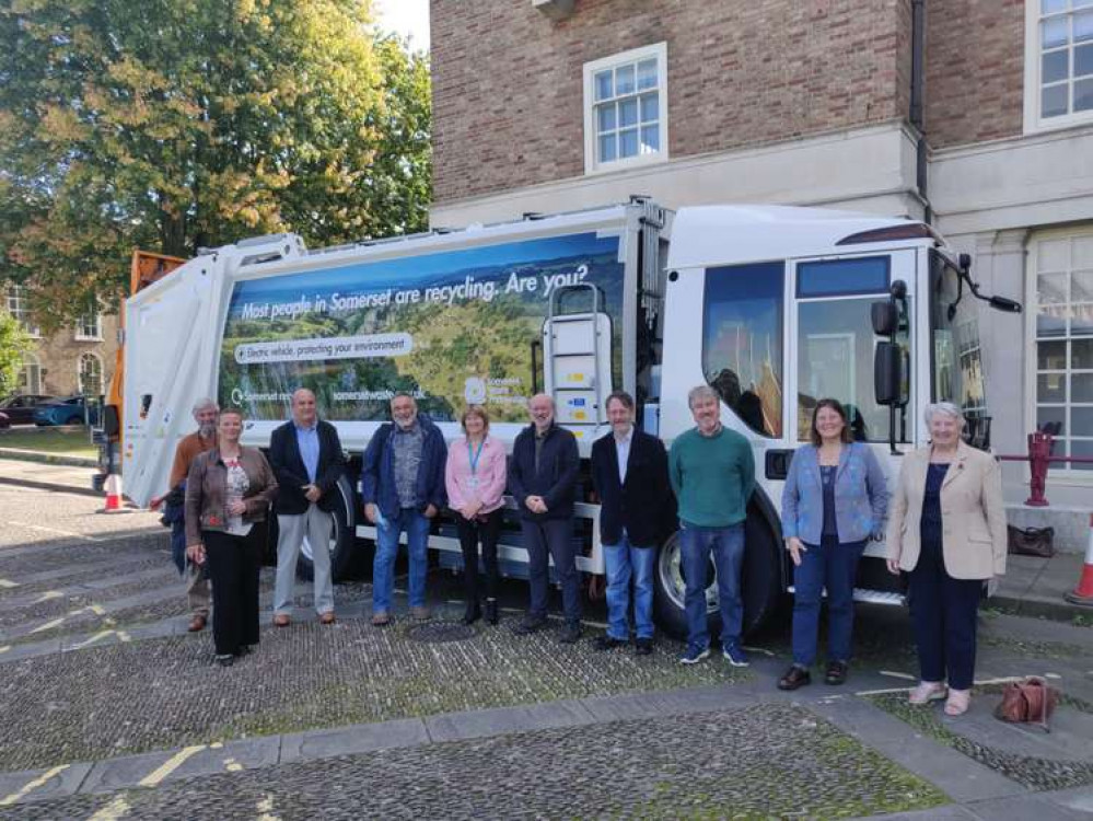 Members of the Somerset Waste Board inspect the new vehicle Members of the Somerset Waste Board inspect the new vehicle