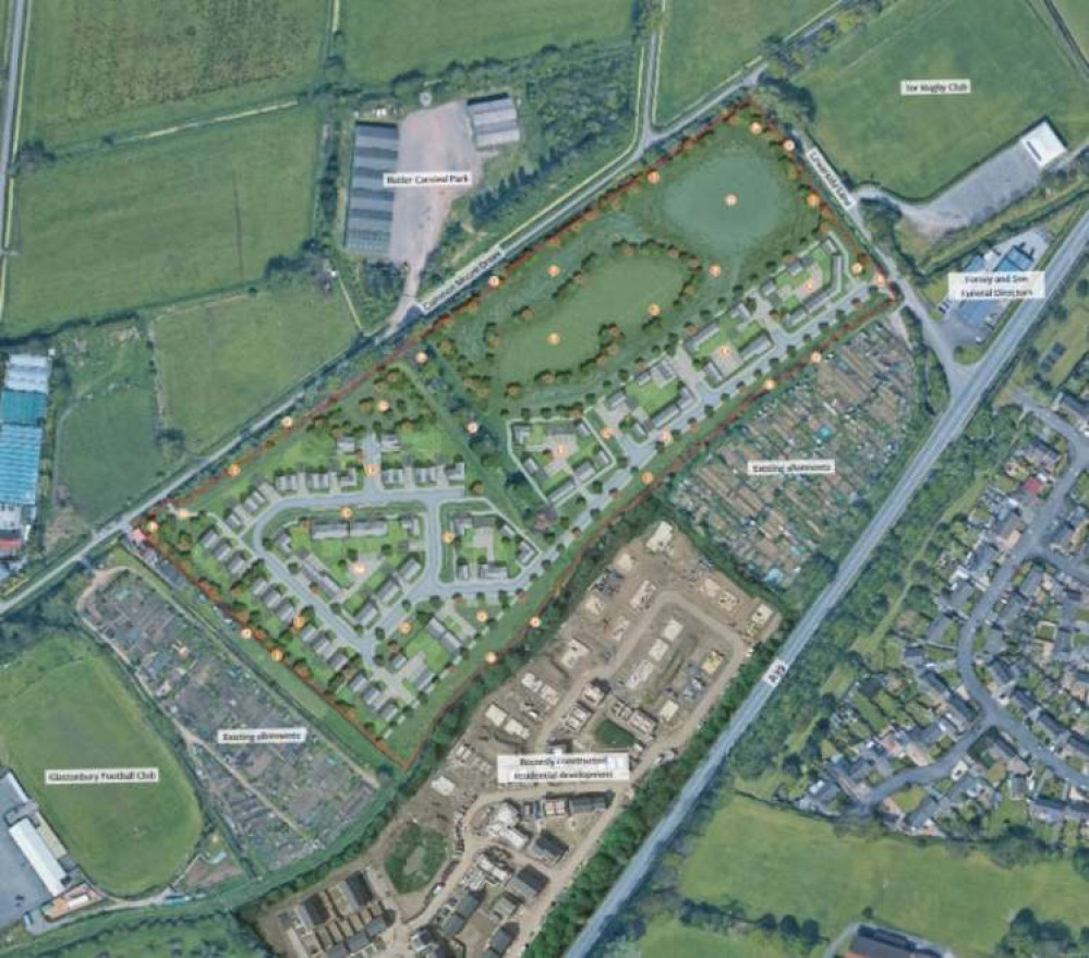 Masterplan Of 90 Homes On Lowerside Lane In Glastonbury. CREDIT: Clifton Emery Design. Free to use for all BBC wire partners.