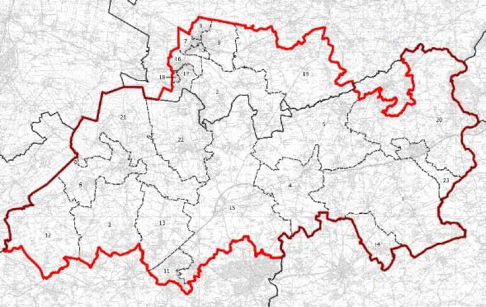 Proposed Boundaries For The Glastonbury And Somerton Constituency. CREDIT: Boundary Commission For England. Free to use for all BBC wire partners.