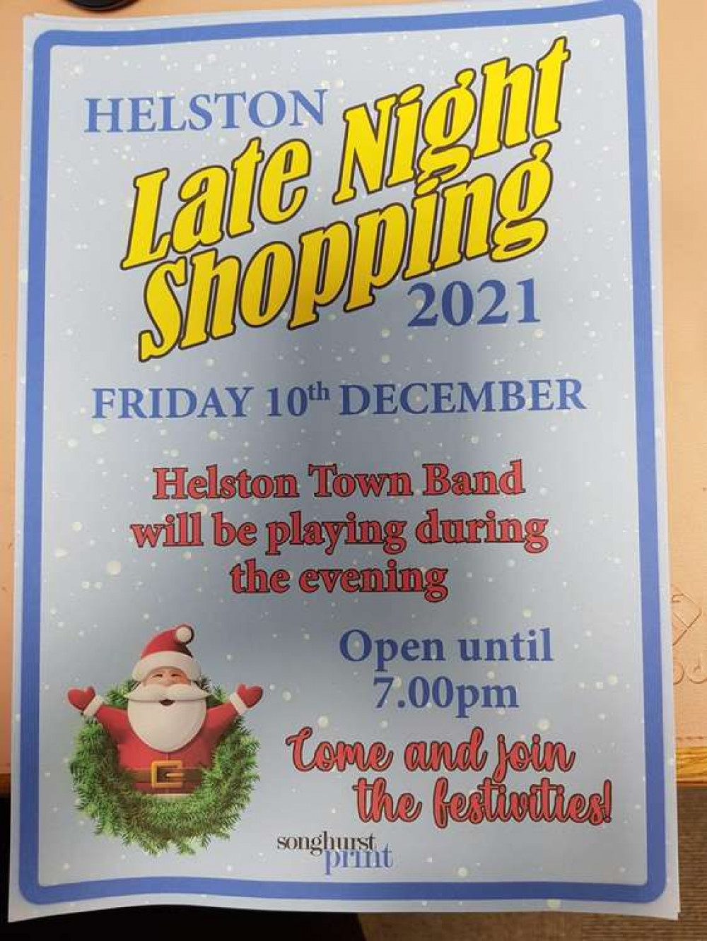 Helston late night shopping leaflet.