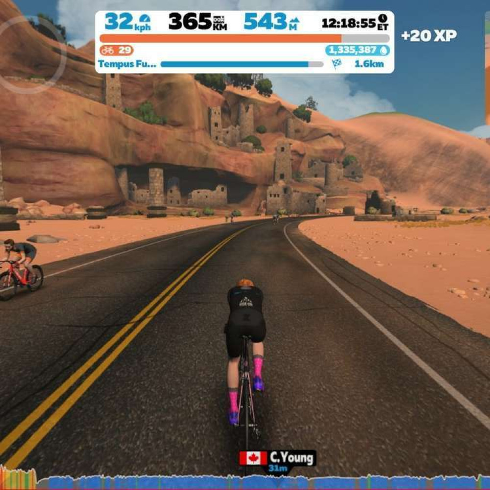 Helen's first long training ride just before Christmas. On Zwift. Helen's first long training ride just before Christmas. On Zwift.
