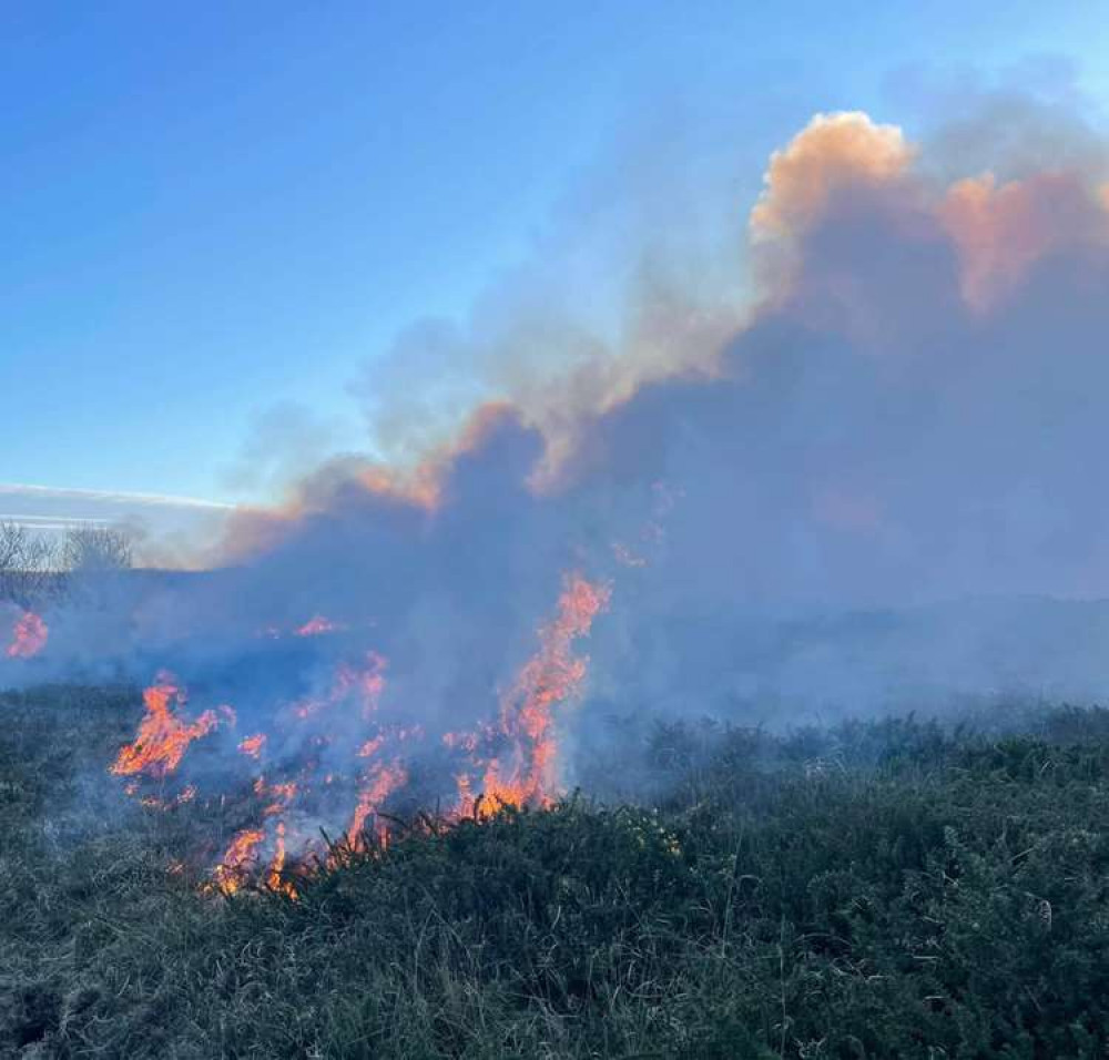 Smoke engulfs the Goonhilly area.