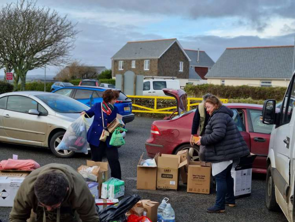 Donations being organised before going to Bristol.