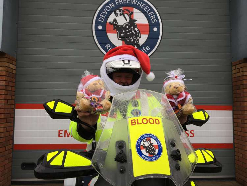 Devon Freewheelers volunteer Des Senior with some of the bears. Photo: Devon Freewheelers. Devon Freewheelers volunteer Des Senior with some of the bears. Photo: Devon Freewheelers.