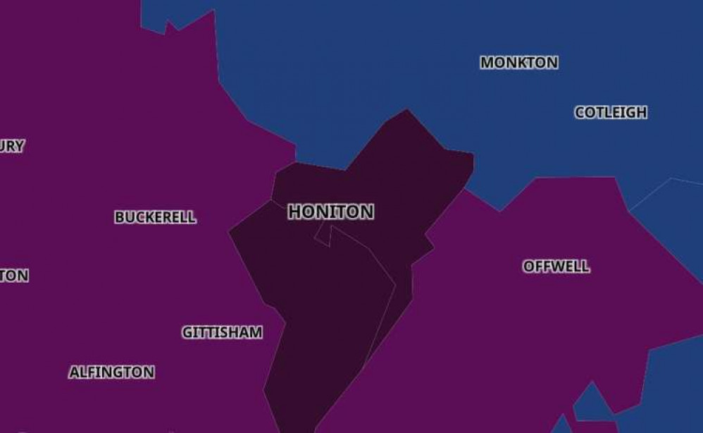 Honiton coronavirus map