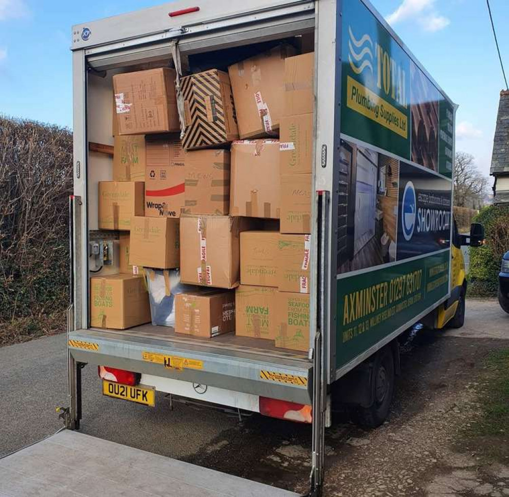 The boxes were loaded into a truck and taken to Exeter.