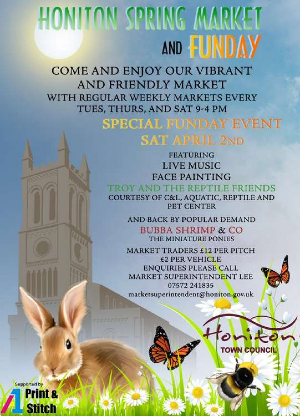 Saturday 2 April will see a Spring and Market Fun Day event in Honiton